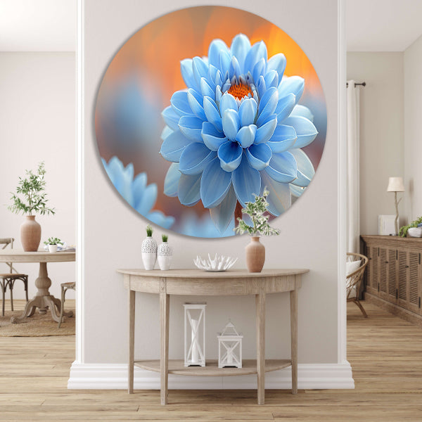 Impressionistische blauwe bloem forex muurcirkel