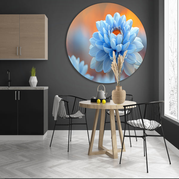 Impressionistische blauwe bloem forex muurcirkel