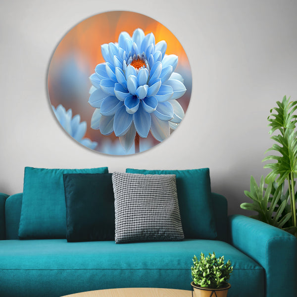 Impressionistische blauwe bloem forex muurcirkel
