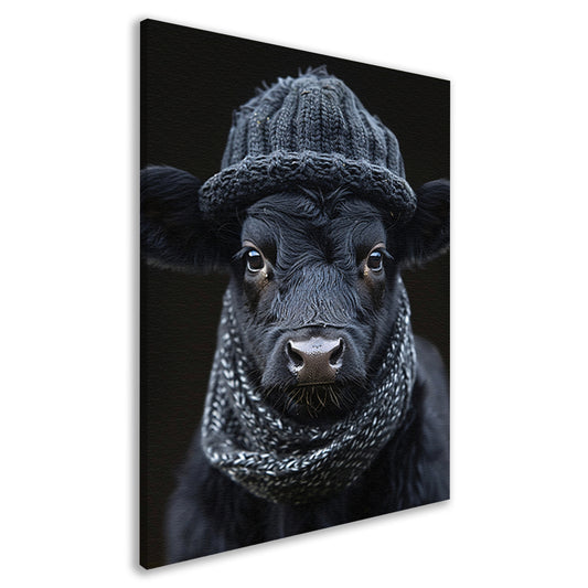 Kalf met muts en sjaal canvas