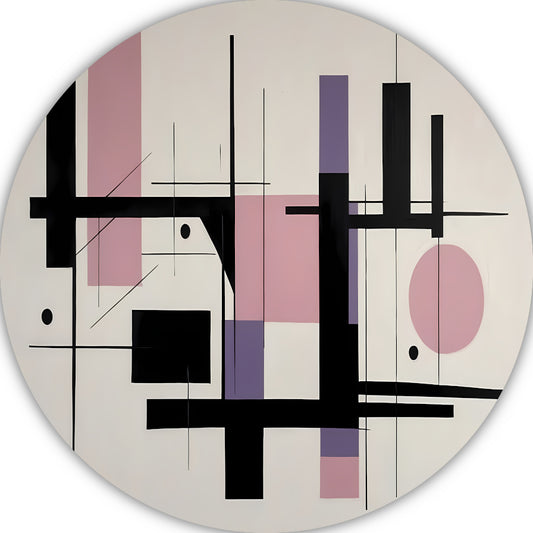 Minimalistische Abstractie in Zwart en Pastel aluminium muurcirkel