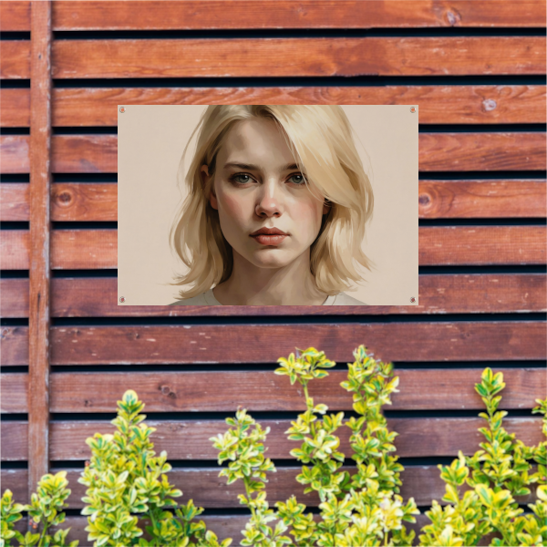 Jonge Vrouw in Gedachte - Moderne Kunst tuinposter