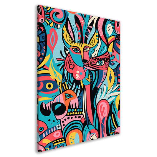 Abstracte dieren in kleurrijke patronen canvas