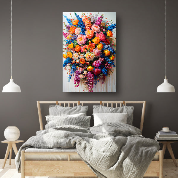 Kleurrijke bloemenpracht in impressionistische stijl poster