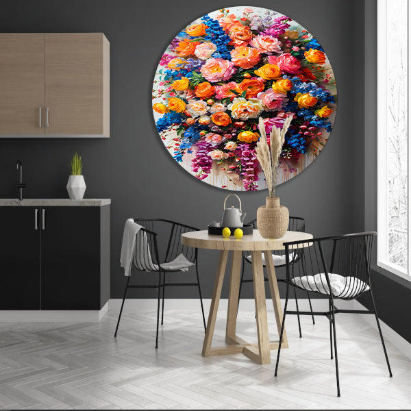 Kleurrijke bloemenpracht in impressionistische stijl forex muurcirkel