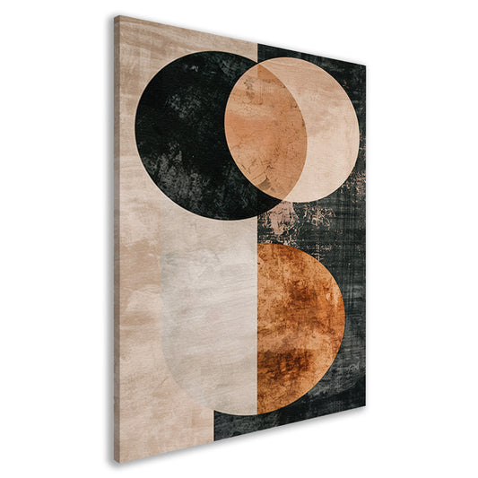 Sepia abstracte cirkels en lijnenspel canvas