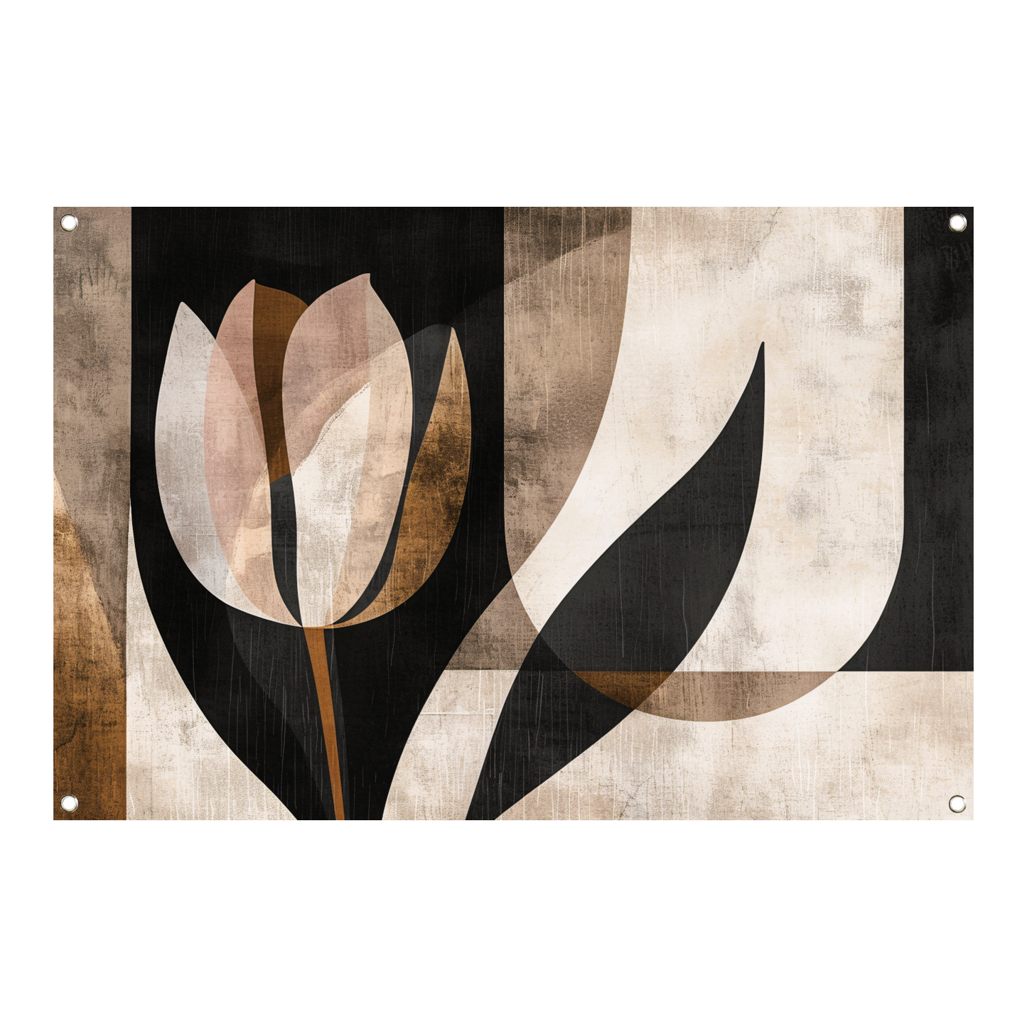 Minimalistische Sepia Tulip in Art Deco Stijl tuinposter