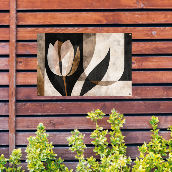 Minimalistische Sepia Tulip in Art Deco Stijl tuinposter