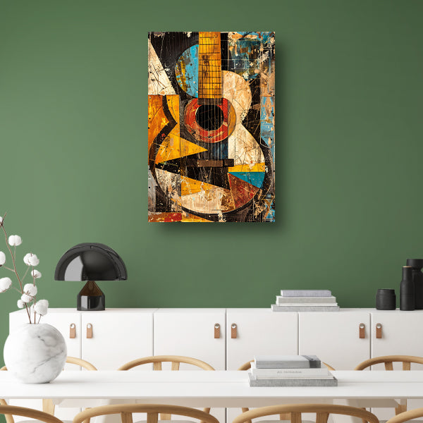 Kubistische Gitaar in Kleur canvas