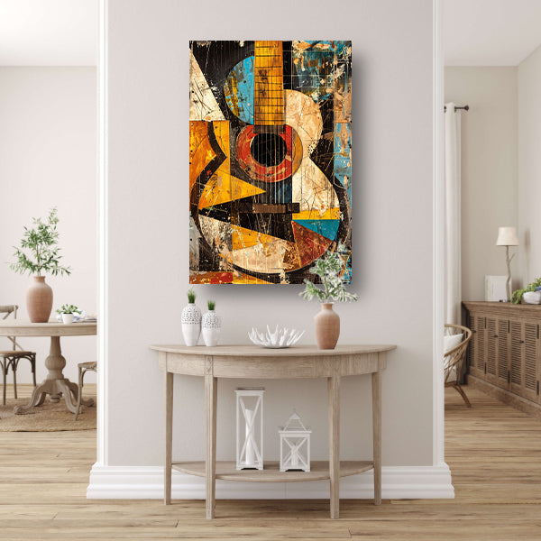 Kubistische Gitaar in Kleur canvas