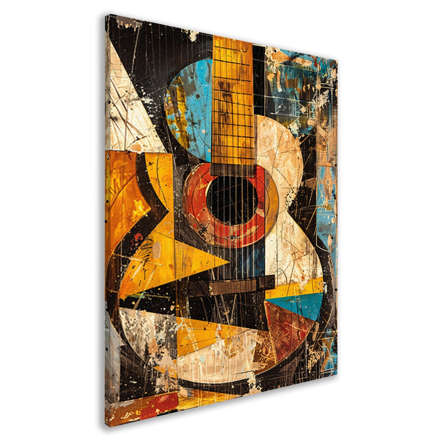 Kubistische Gitaar in Kleur canvas