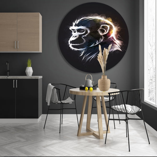 Kosmische Gloed Abstracte Aap Illustratie aluminium muurcirkel