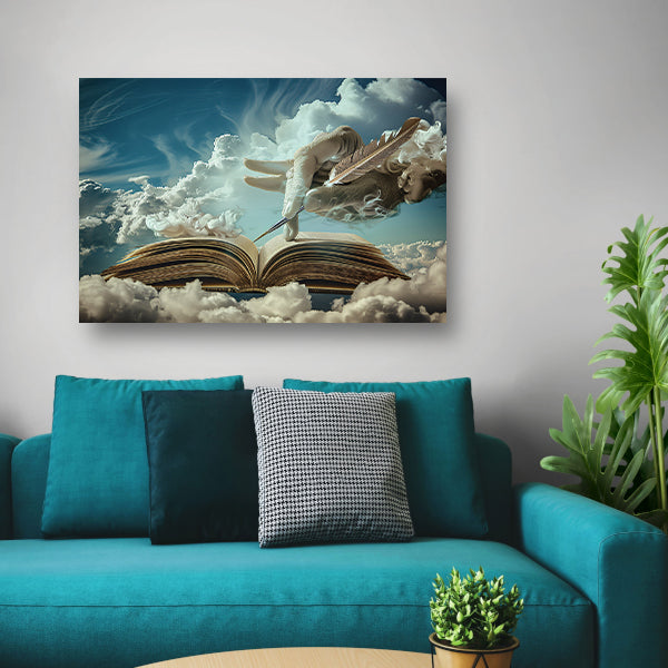 Surrealistische hand die wolken schrijft acrylglas