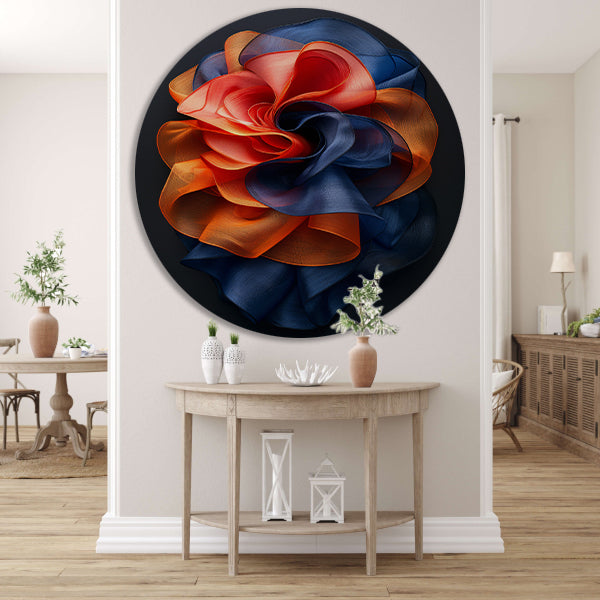 Abstract Bloem in Levendige Kleuren aluminium muurcirkel