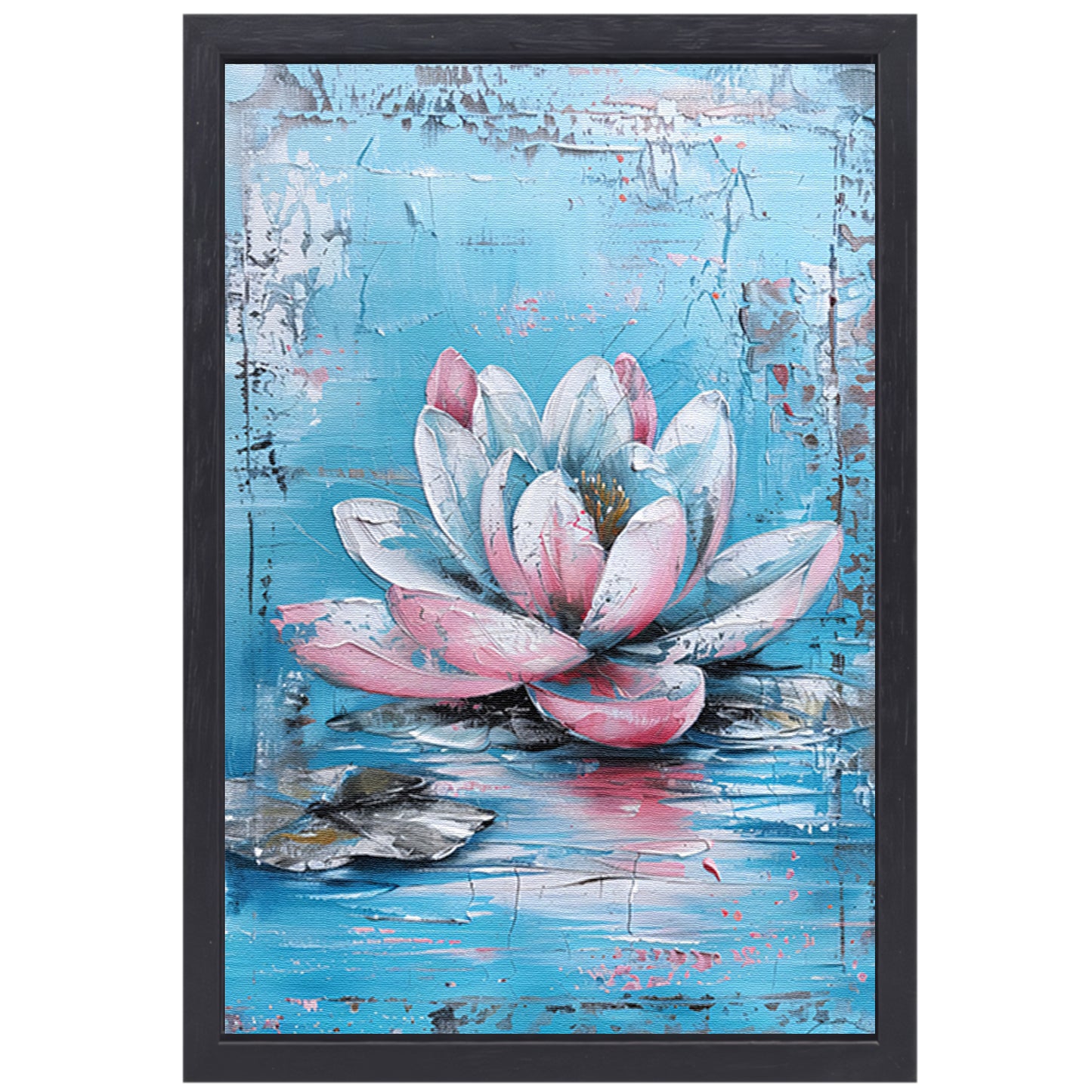 Modern schilderij van waterlelie in bloei canvas met baklijst