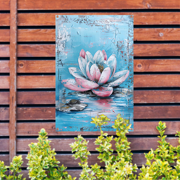 Modern schilderij van waterlelie in bloei tuinposter