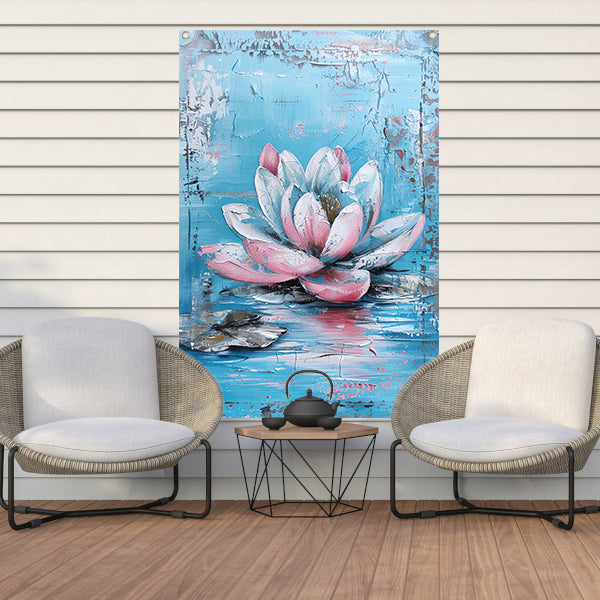 Modern schilderij van waterlelie in bloei tuinposter