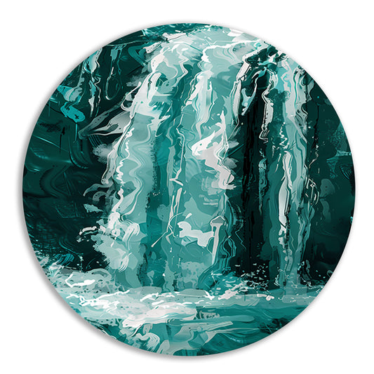 Abstract digitale schilderij van waterval aluminium muurcirkel