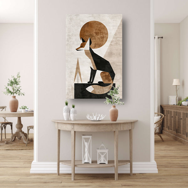 Minimalistische Vos in Geometrische Harmonie canvas