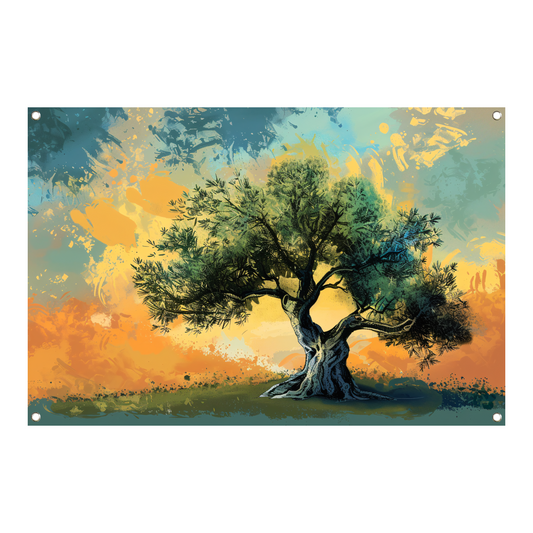 Olijfboom onder Provençaalse hemel tuinposter