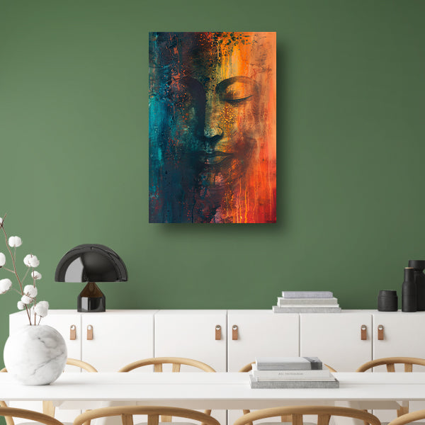 Abstracte Boeddha in levendige kleuren poster