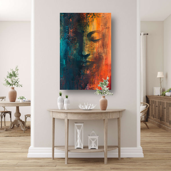 Abstracte Boeddha in levendige kleuren poster
