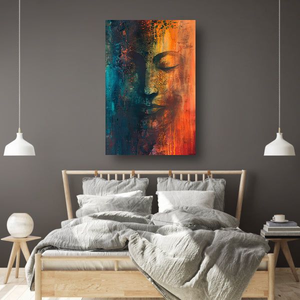 Abstracte Boeddha in levendige kleuren poster