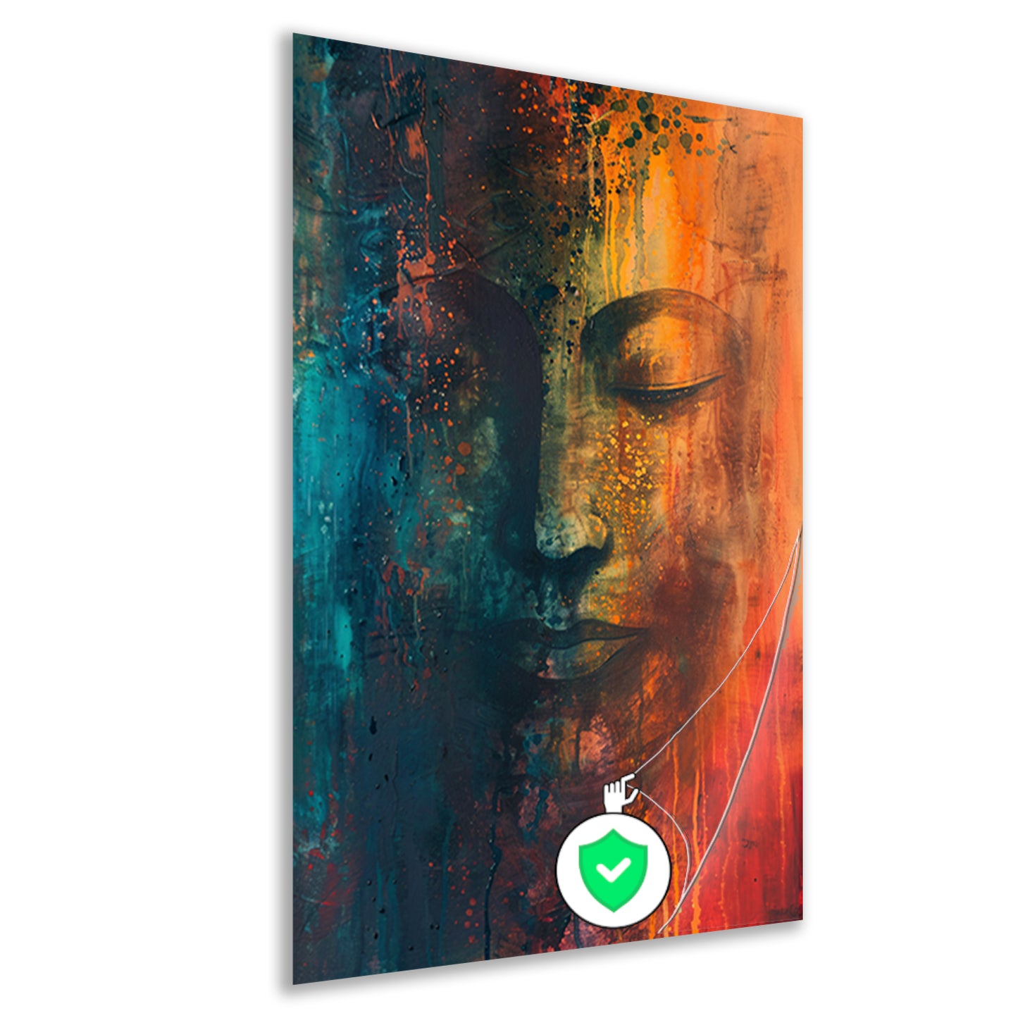 Abstracte Boeddha in levendige kleuren poster
