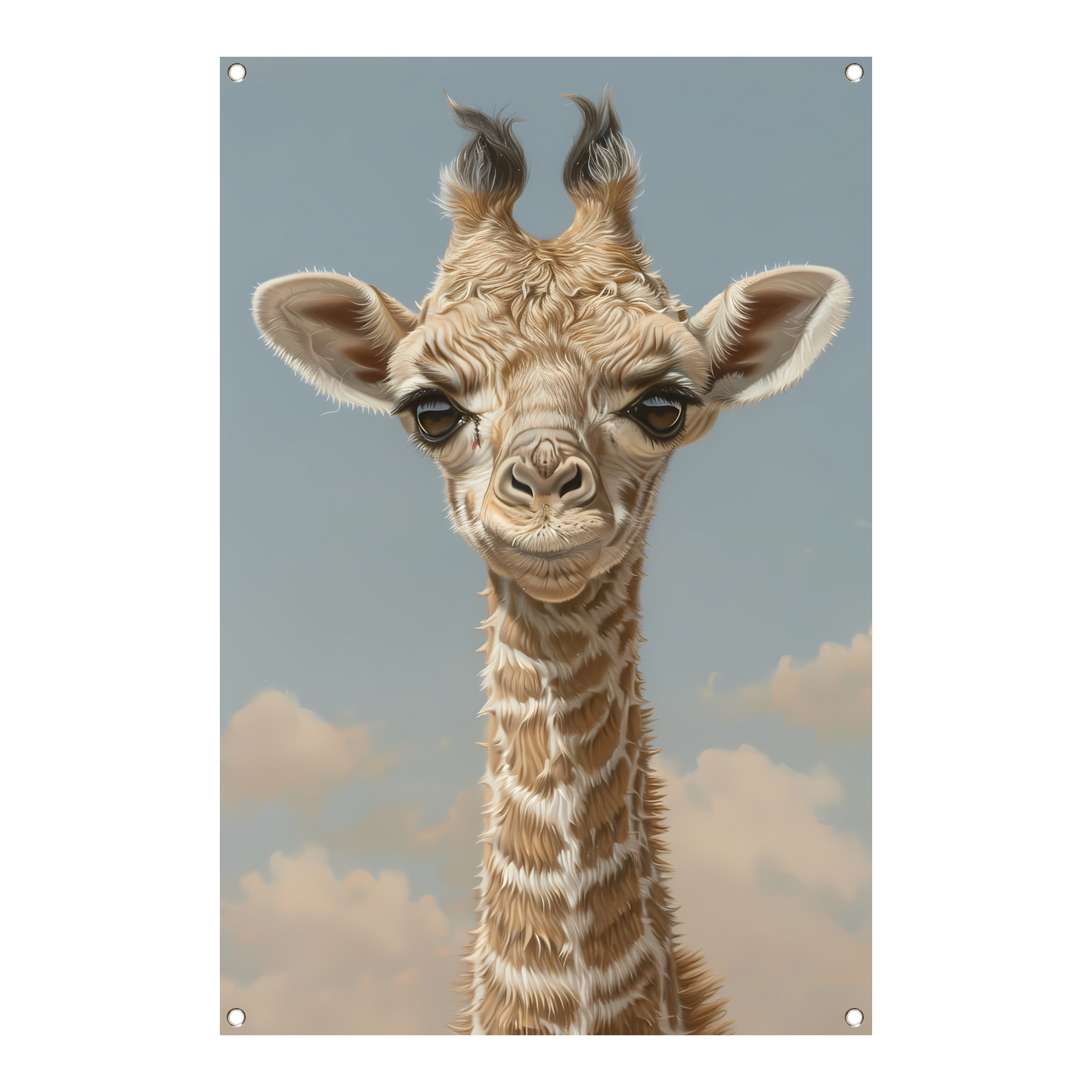 Schattig portret van een jonge giraffe tuinposter