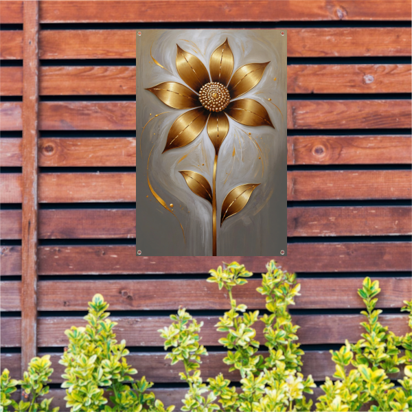 Elegante Gouden Bloesem op Abstracte Achtergrond tuinposter