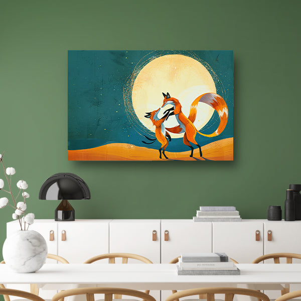 Dansende Vossen Onder de Maan canvas