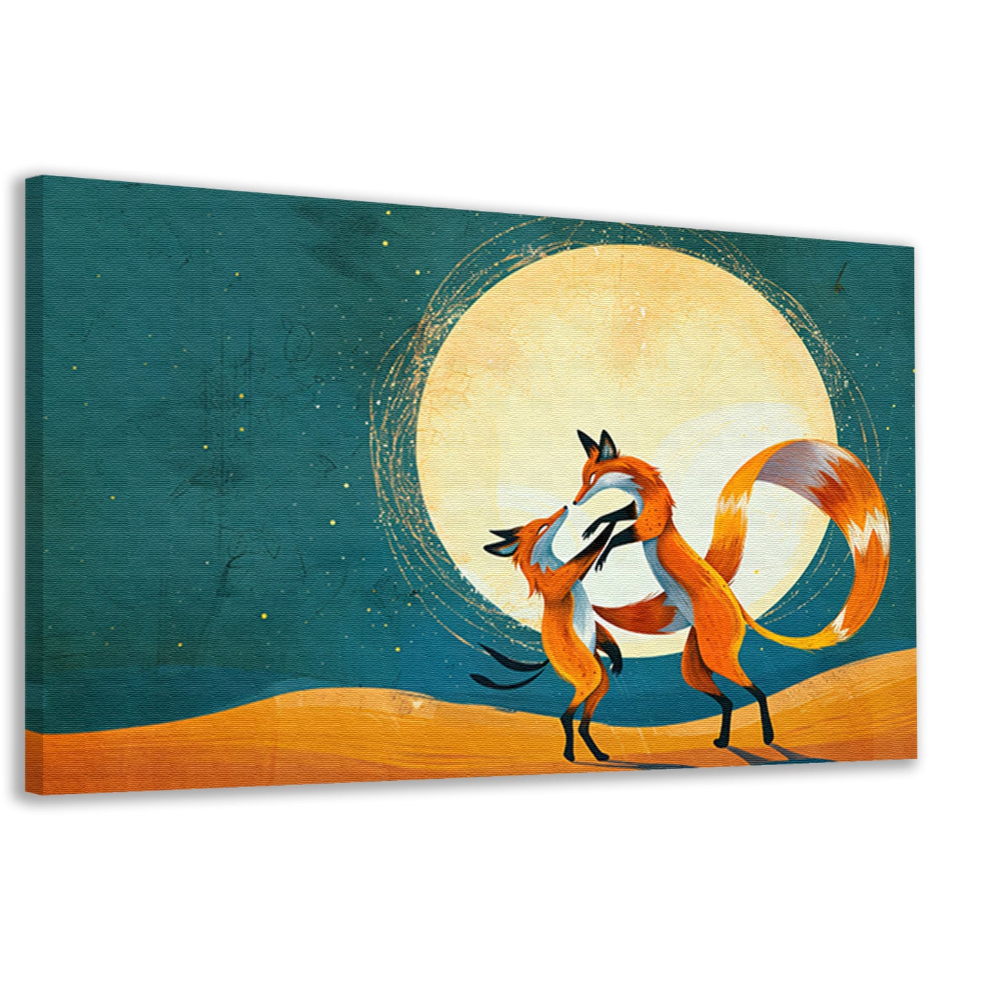 Dansende Vossen Onder de Maan canvas