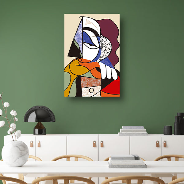Abstract Kubistisch Portret van Vrouw canvas