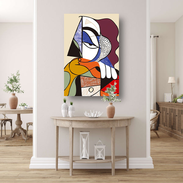 Abstract Kubistisch Portret van Vrouw canvas