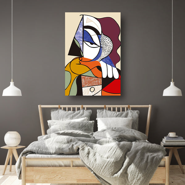 Abstract Kubistisch Portret van Vrouw canvas