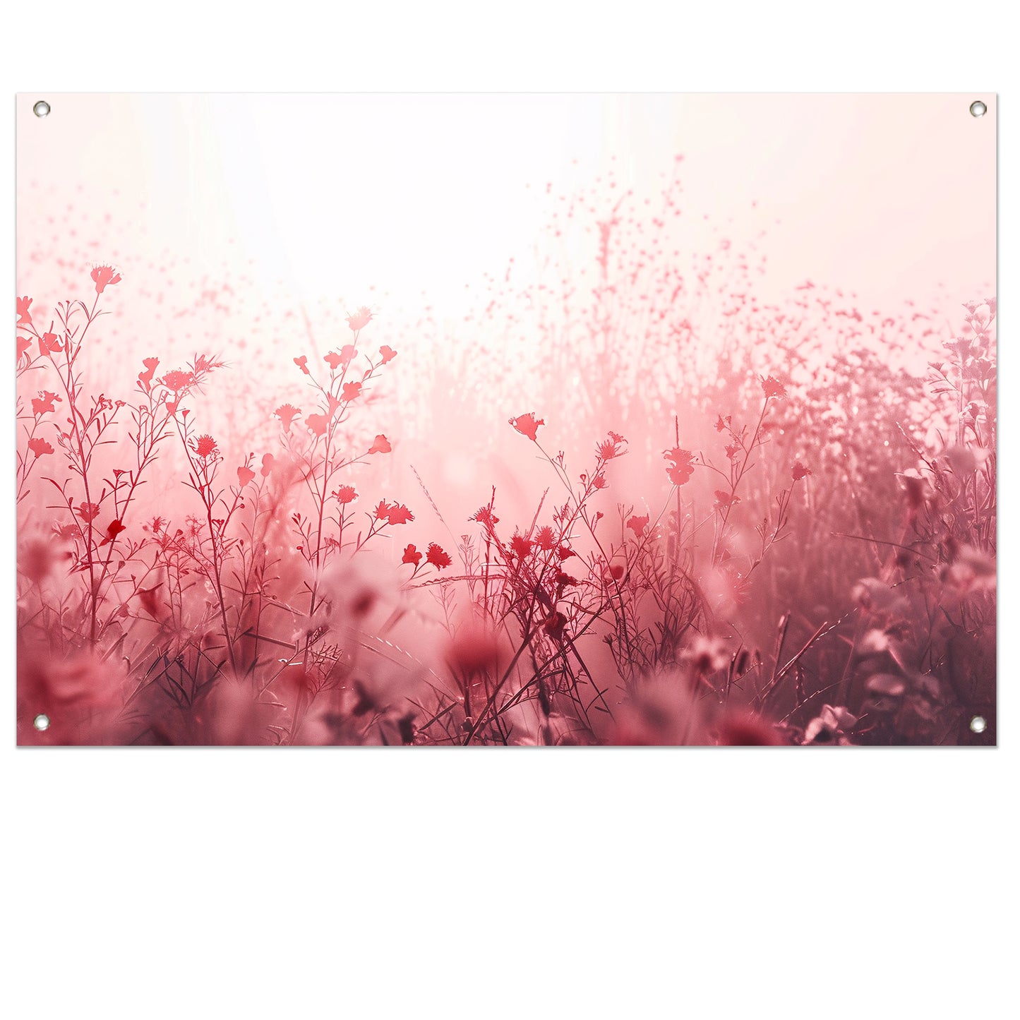 Minimalistisch bloemenveld in zachte tinten tuinposter