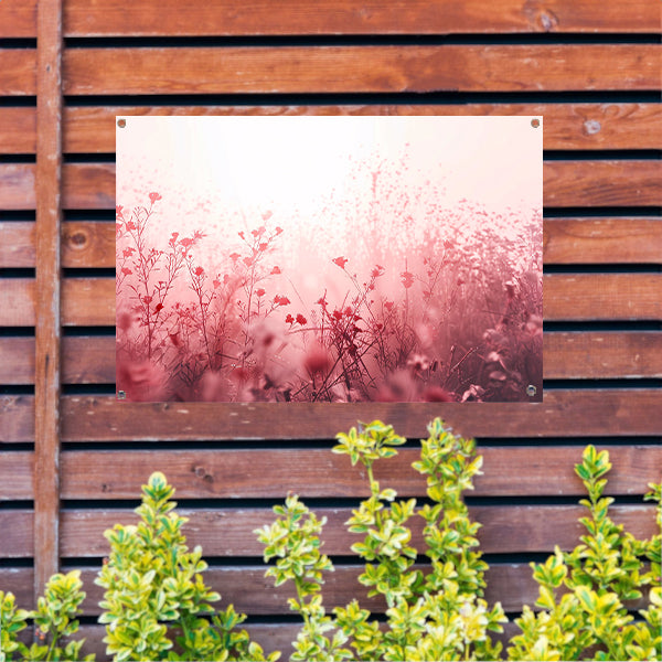 Minimalistisch bloemenveld in zachte tinten tuinposter
