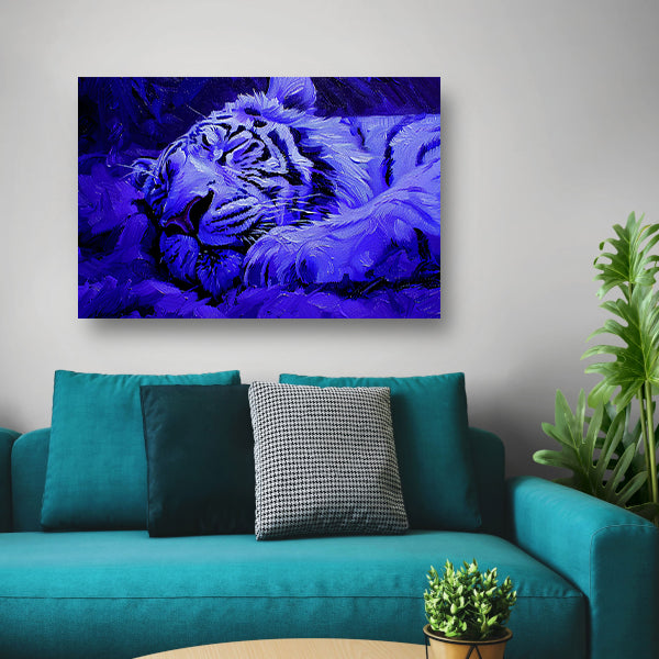Blauwe abstracte tijger in rust poster