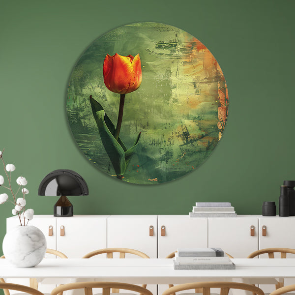 Oranje tulp met abstracte achtergrond forex muurcirkel