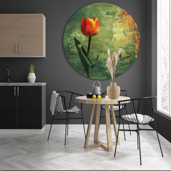 Oranje tulp met abstracte achtergrond forex muurcirkel