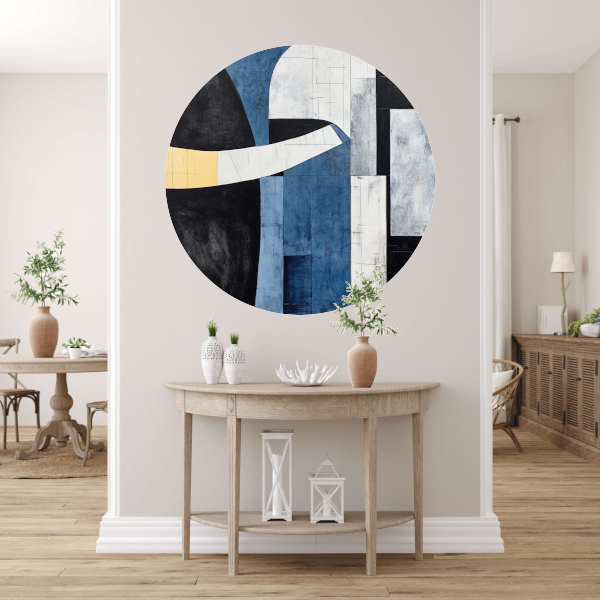 Abstracte Harmonie in Blauw en Goud forex muurcirkel