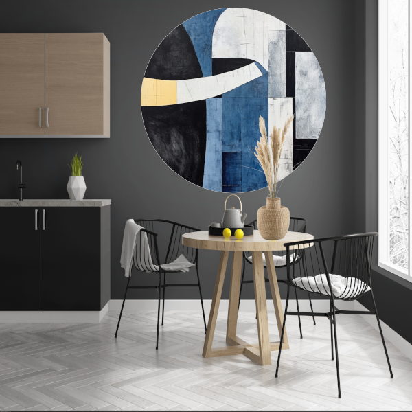 Abstracte Harmonie in Blauw en Goud forex muurcirkel