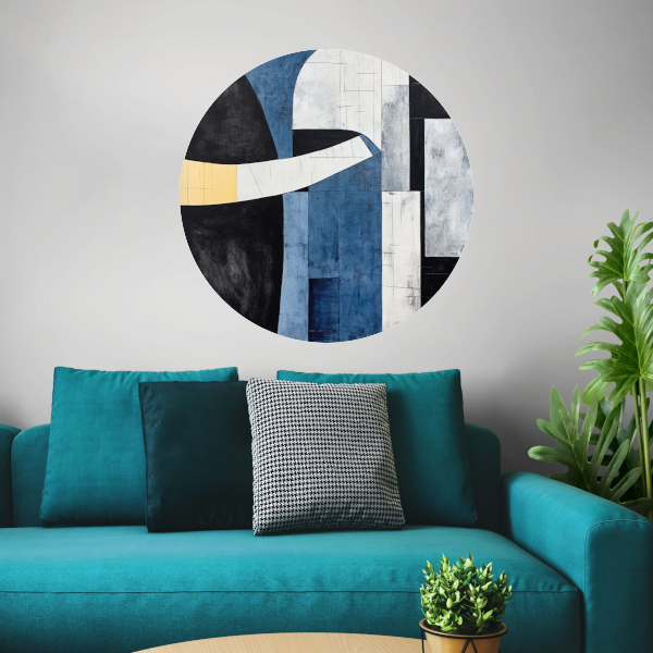Abstracte Harmonie in Blauw en Goud forex muurcirkel