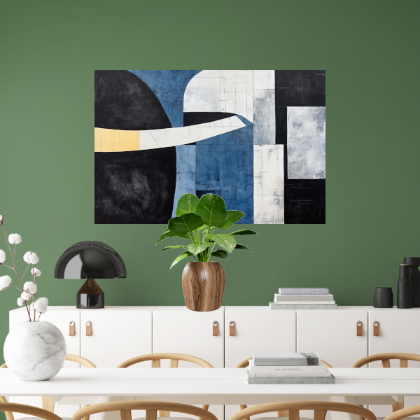 Abstracte Harmonie in Blauw en Goud poster