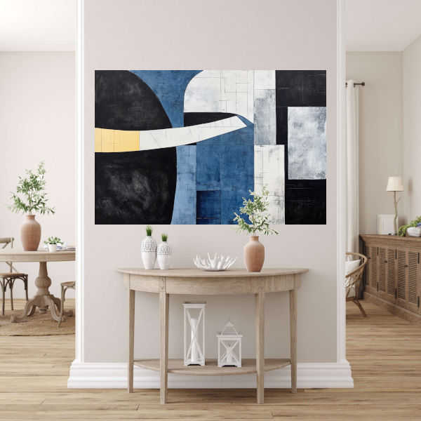 Abstracte Harmonie in Blauw en Goud poster