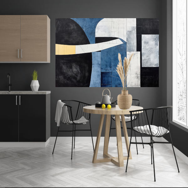Abstracte Harmonie in Blauw en Goud poster