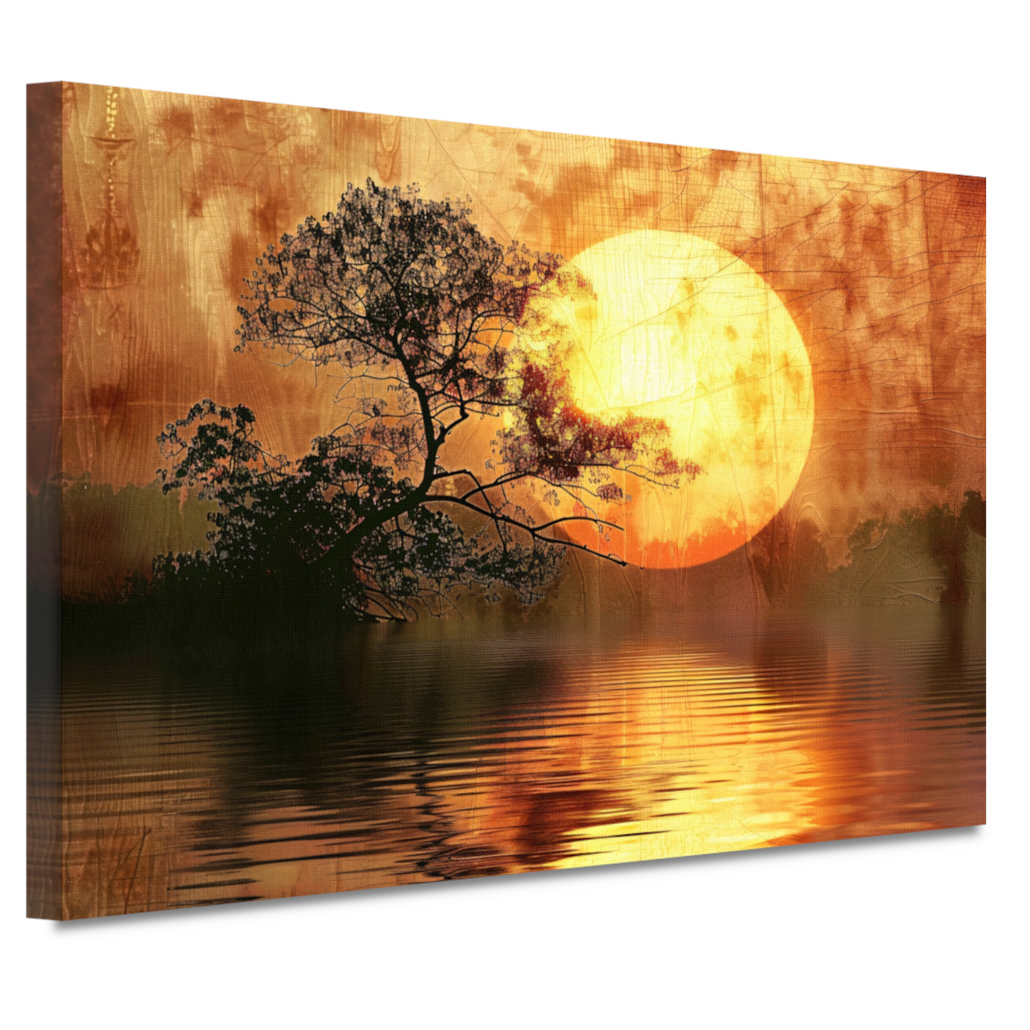 Zonsondergang met Wilgenboom canvas