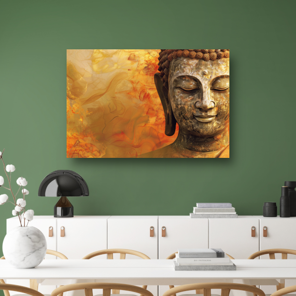 Gouden Boeddha met Harmonische Herfsttinten canvas