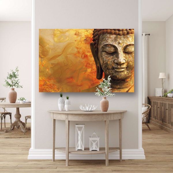 Gouden Boeddha met Harmonische Herfsttinten canvas