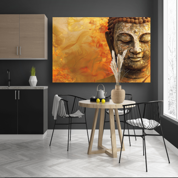 Gouden Boeddha met Harmonische Herfsttinten canvas